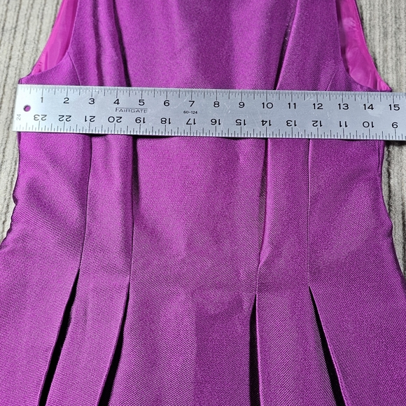 Kay Unger Women's Fit & flare Magenta Metallic Dress Size 6 Pockets Sleeveless - Picture 4 of 8
